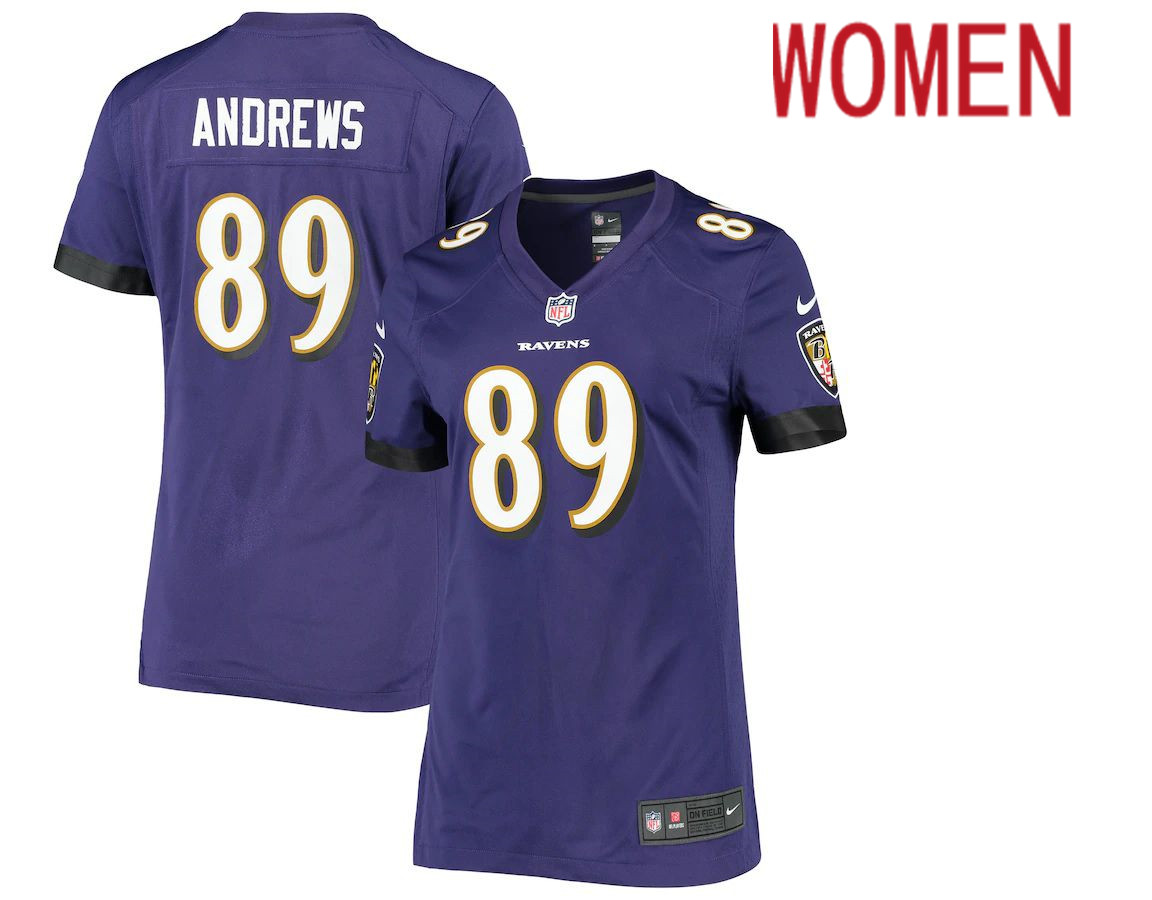 Women Baltimore Ravens 89 Mark Andrews Nike Purple Game Player NFL Jersey